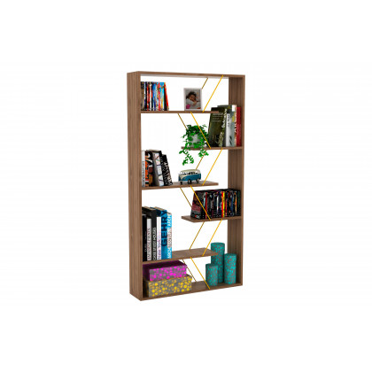 Furnia Tars Bookcase - Walnut/Yellow, Wood