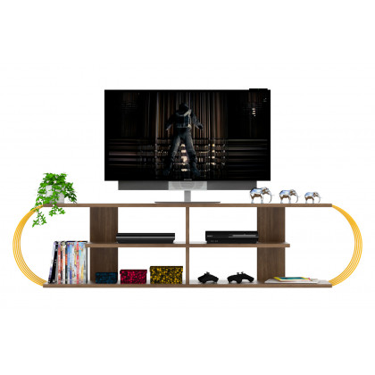 Furnia Case TV Unit - Walnut/Yellow, Wood