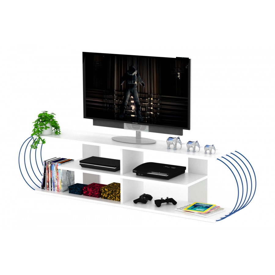 Furnia Case TV Unit - White/Blue, Wood