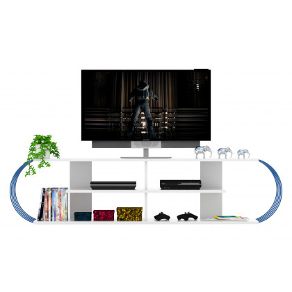Furnia Case TV Unit - White/Blue, Wood