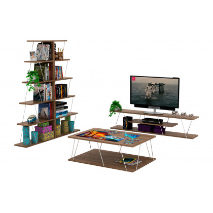 Furnia Tars TV Unit - Walnut/Chrome, Wood