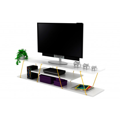 Furnia Tars TV Unit - White/Yellow, Wood