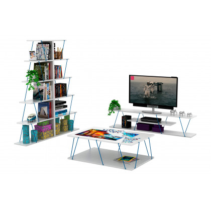 Furnia Tars TV Unit - White/Blue, Wood