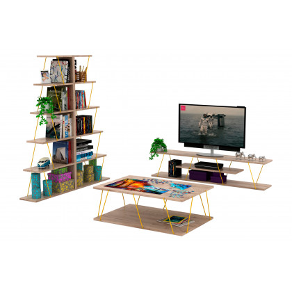 Furnia Tars TV Unit - White Oak/Yellow, Wood
