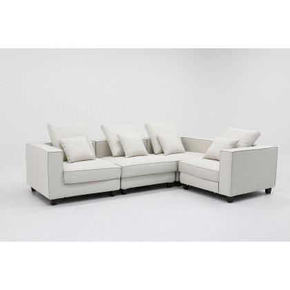 Furnings - AVA Gray Luxury Linen Texture Water Repellent Washable Fabric 4 Pieces Corner Modular Sectional