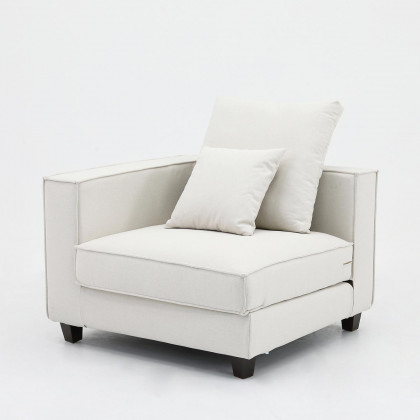 Furnings AVA Beige Luxury Linen Texture Water Repellent Washable Fabric 4 Pieces Corner Modular Sectional - 4 Piece Corner Modular Set