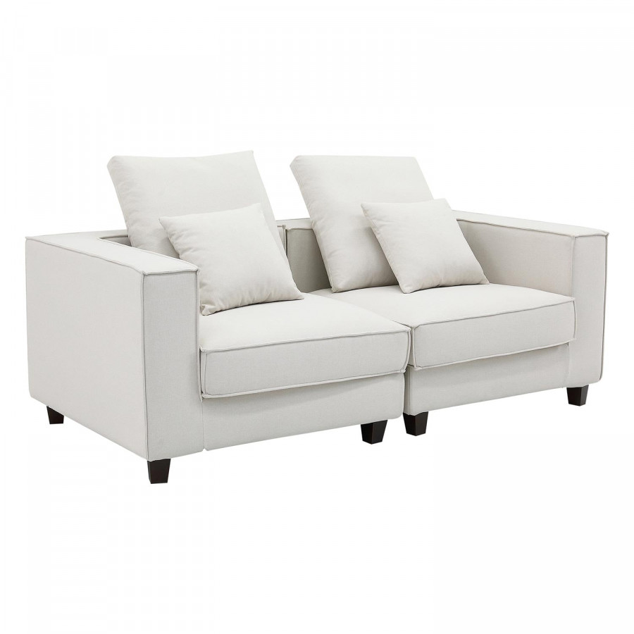 Furnings AVA Beige Luxury Linen Texture Water Repellent Washable Fabric Modular Loveseat
