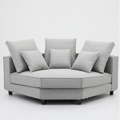 Furnings AVA Gray Luxury Linen Texture Water Repellent Washable Fabric 5 Pieces Corner Modular Sectional - 5 Piece Corner Modular Set