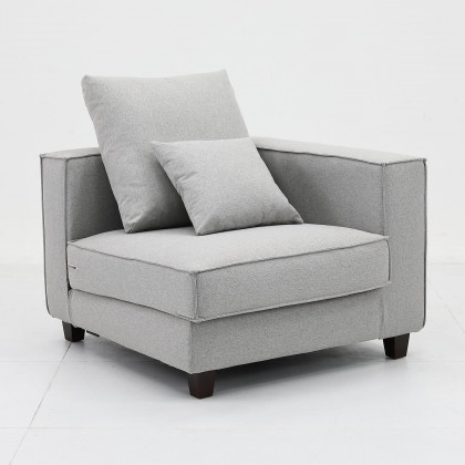 Furnings AVA Gray Luxury Linen Texture Water Repellent Washable Fabric 4 Pieces Corner Modular Sectional - 4 Piece Corner Modular Set