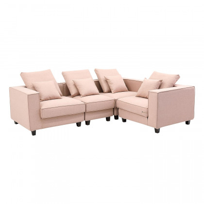 Furnings - AVA Gray Luxury Linen Texture Water Repellent Washable Fabric 4 Pieces Corner Modular Sectional