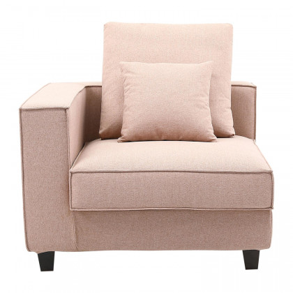 Furnings AVA Dust Pink Luxury Linen Texture Water Repellent Washable Fabric 4 Pieces Corner Modular Sectional - 4 Piece Corner Modular Set
