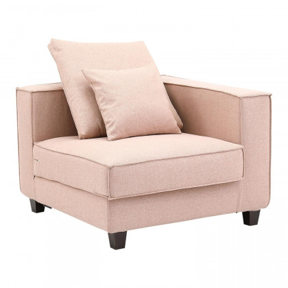Furnings AVA Dust Pink Luxury Linen Texture Water Repellent Washable Fabric 4 Pieces Corner Modular Sectional - 4 Piece Corner Modular Set