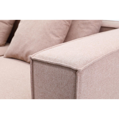 Furnings AVA Dust Pink Luxury Linen Texture Water Repellent Washable Fabric 4 Pieces Corner Modular Sectional - 4 Piece Corner Modular Set