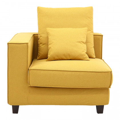 Furnings AVA Yellow Luxury Linen Texture Water Repellent Washable Fabric Modular Loveseat