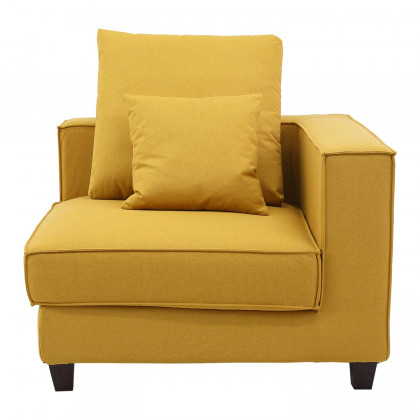 Furnings AVA Yellow Luxury Linen Texture Water Repellent Washable Fabric Modular Loveseat