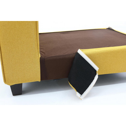 Furnings AVA Yellow Luxury Linen Texture Water Repellent Washable Fabric Modular Loveseat