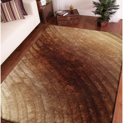 Furnings Terra 3D Brown Shag Rug - 11'L x 8'W x 1"H
