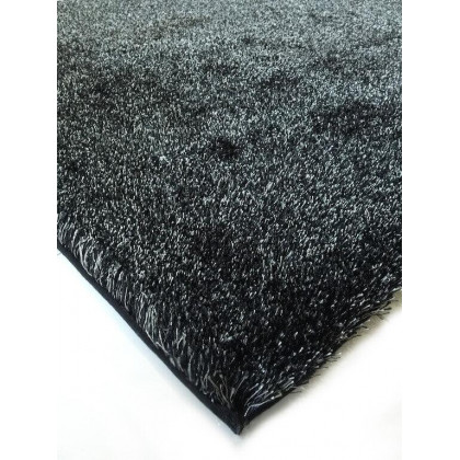 Furnings Fuzzy Two Tone Black Ash Area Rug - 3'L x 2'W x 1"H