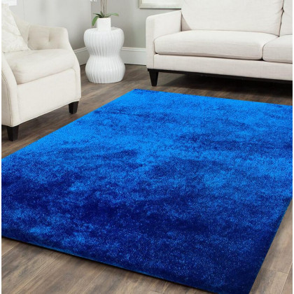Furnings Fuzzy Electro Blue Area Rug - 3'L x 2'W x 1"H