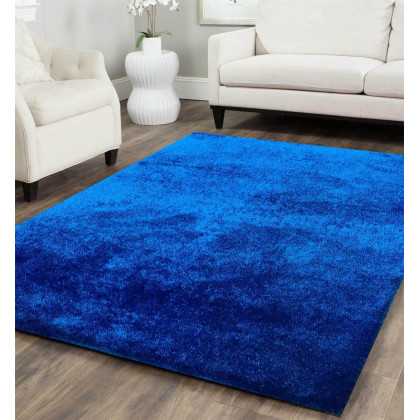 Furnings Fuzzy Electro Blue Area Rug - 3'L x 2'W x 1"H