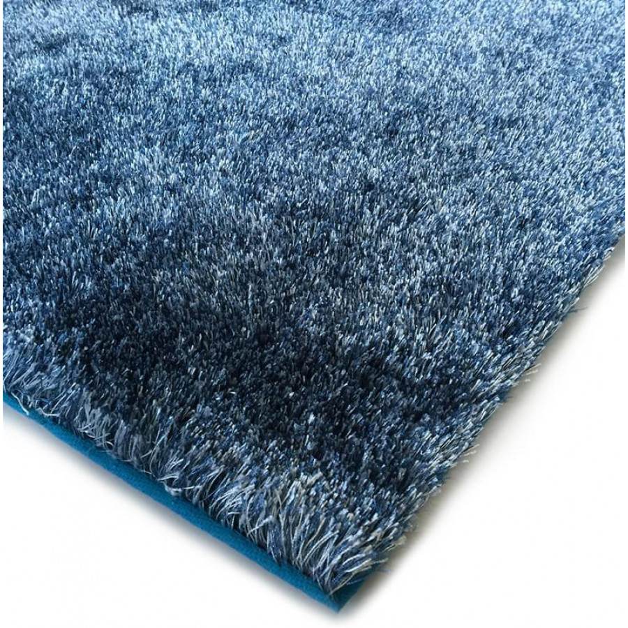 Furnings Fuzzy Two Tone Blue Area Rug - 3'L x 2'W x 1"H