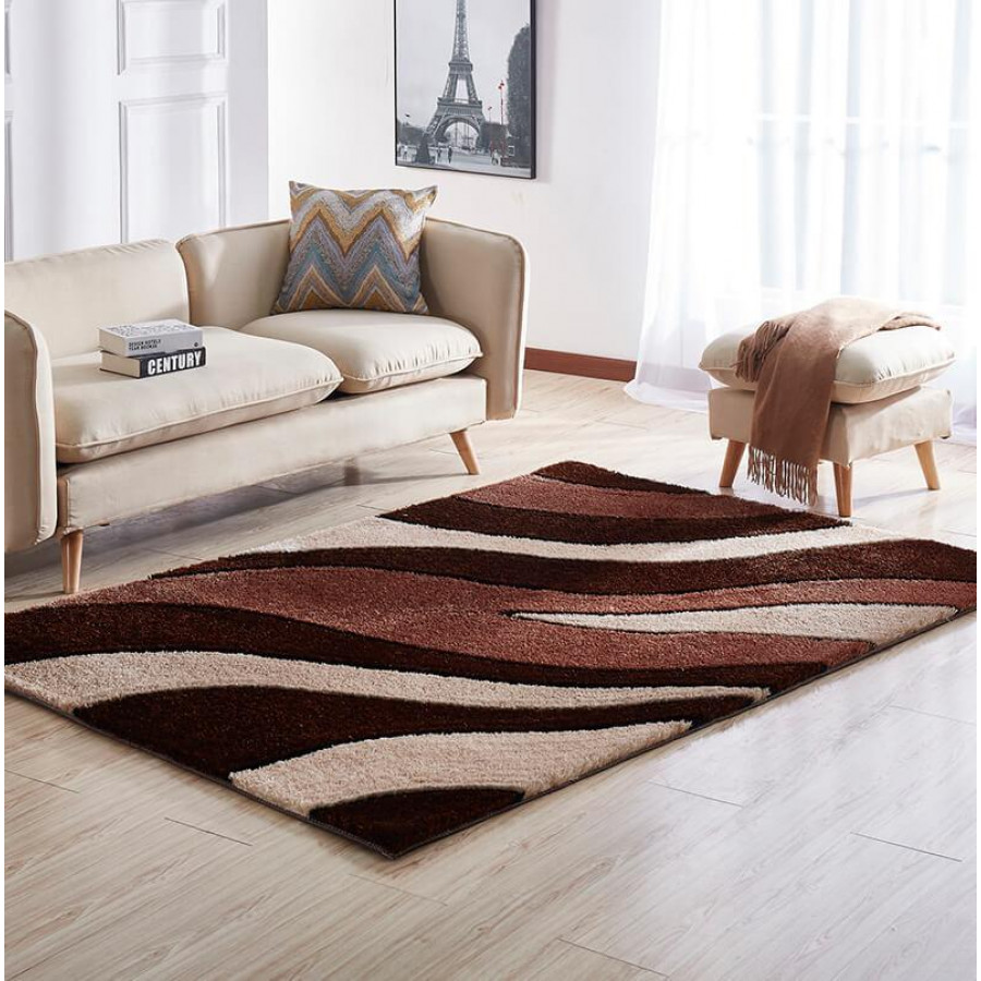 Furnings Aria Brown & Beige Soft Pile Shaggy Area Rug - 11'L x 8'W x 1"H