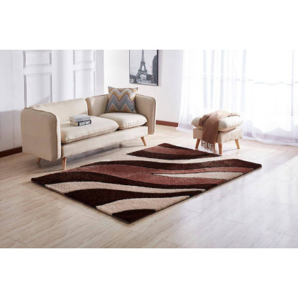 Furnings Aria Brown & Beige Soft Pile Shaggy Area Rug - 11'L x 8'W x 1"H