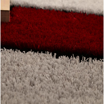 Furnings Aria Red & Gray Soft Pile Shaggy Area Rug - 11'L x 8'W x 1"H