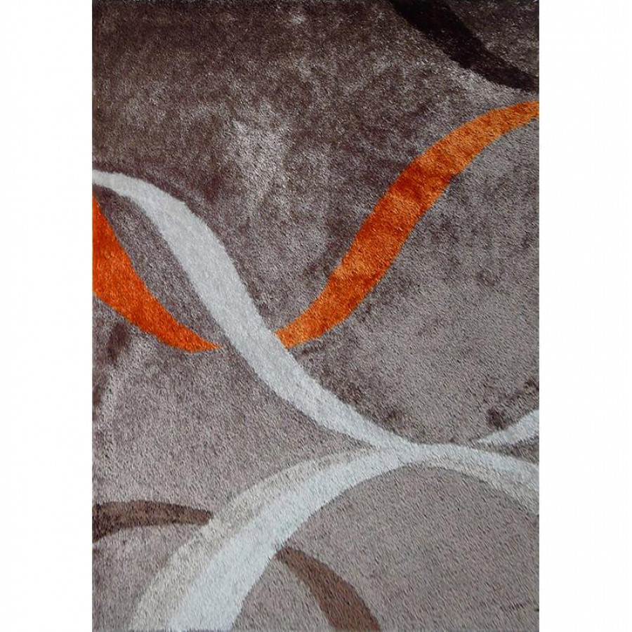 Furnings Aria Mocha & Rust Soft Pile Shaggy Area Rug - 11'L x 8'W x 1"H