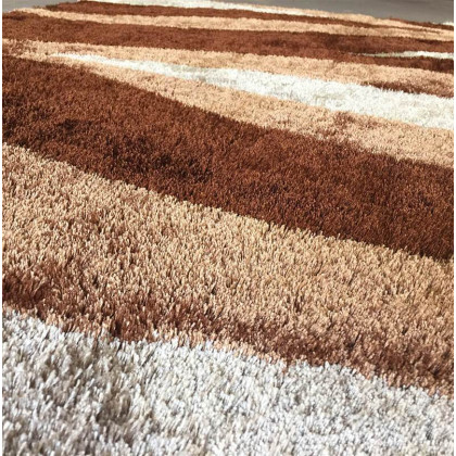 Furnings Aria Beige & Brown Soft Pile Shaggy Area Rug - 3'L x 2'W x 1"H