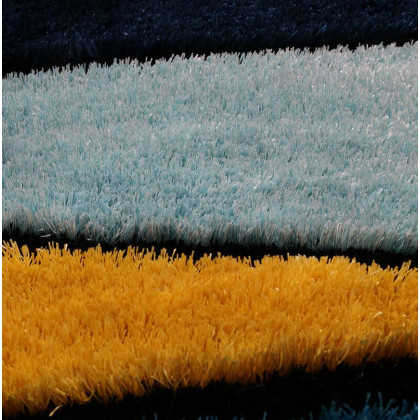 Furnings Aria Yellow and Blue Shag Area Rug - 11'L x 8'W x 1"H