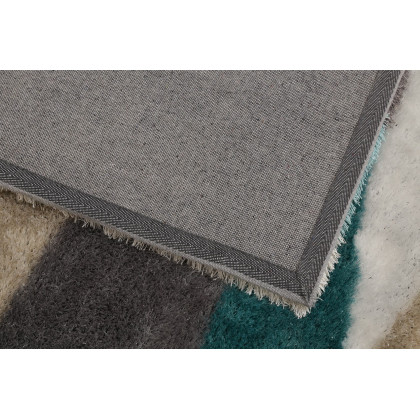 Furnings Aria Gray & Turquoise Soft Pile Shaggy Area Rug - 11'L x 8'W x 1"H