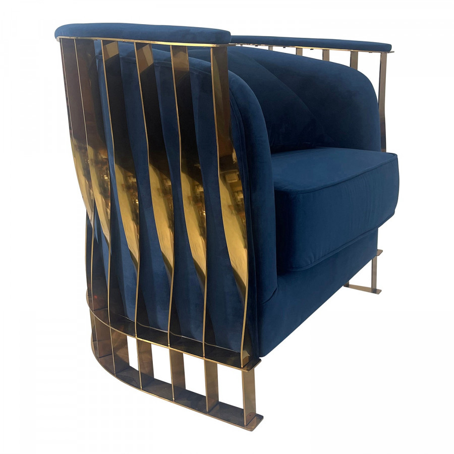 Furnings - Navy Blue and Gold Sofa Chair