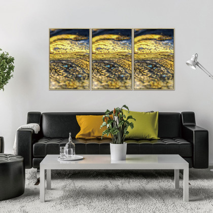 Furnings - "Golden Stream" Acrylic Framed Wall Art