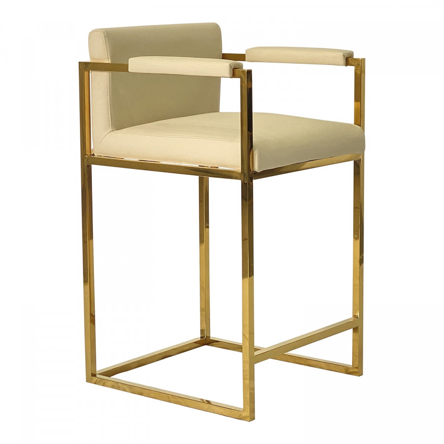 Furnings - Gold and Beige Bar Stool 18.5"W X 24"D X 36"H