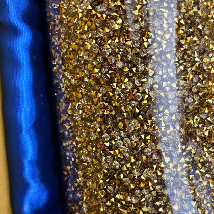 Furnings Gold Crushed Diamond Glass Canister in Gift Box - 7"H x 4"D