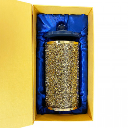 Furnings Gold Crushed Diamond Glass Canister in Gift Box - 5.5"H x 4"D