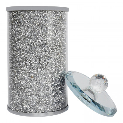Furnings Silver Crushed Diamond Glass Canister in Gift Box - 5.5"H x 4D