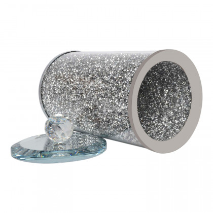 Furnings Silver Crushed Diamond Glass Canister in Gift Box - 5.5"H x 4D