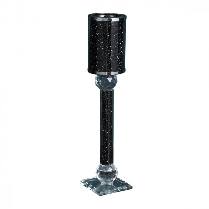 Furnings - Ambrose Exquisite Candle Holder in Gift Box, Black Crushed Diamonds Glass