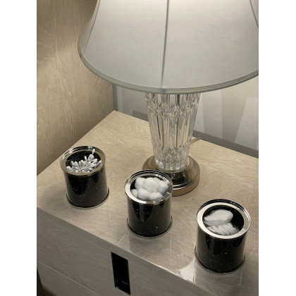 Furnings - Exquisite Three Glass Canister Set, Black Crushed Diamond Glass in 5.5"H x 4"D