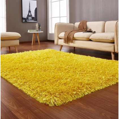 Furnings "Coral" Shag Area Rug High Pile in Yellow - 11'L x 8'W x 1"H