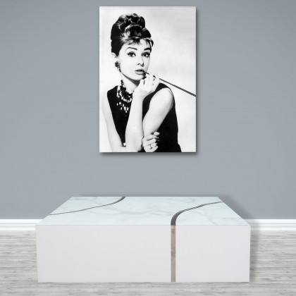 Furnings - Modern Rectangular Coffee Table in Shiny White Design with Silver Accent