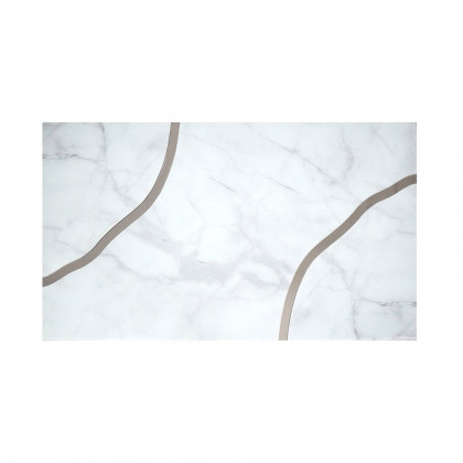 Furnings - Modern Rectangular Coffee Table in Shiny White Design with Silver Accent