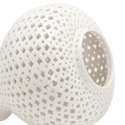Furnings Stylish White Ceramic Ginger Jar with Decorative Design - Medium