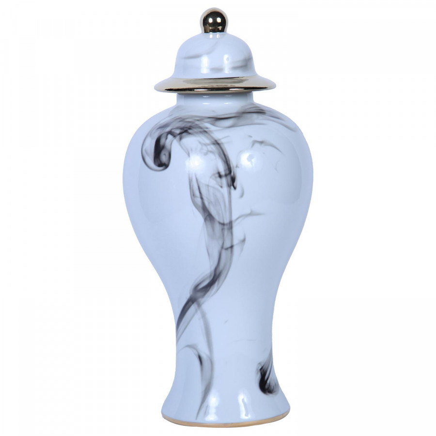 Furnings - Marble Ceramic Decorative Jar with Removable Lid