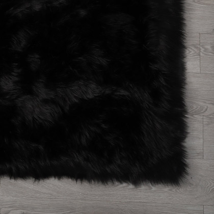 Furnings Cozy Ultra Soft Fluffy Faux Fur Black Area Rug - 5'L x 3'W