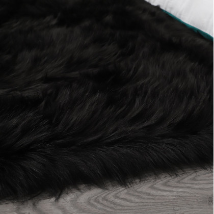Furnings Cozy Ultra Soft Fluffy Faux Fur Black Area Rug - 5'L x 3'W