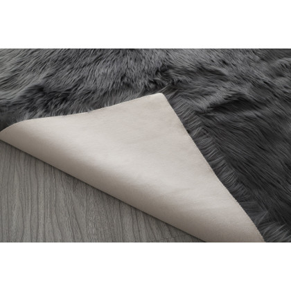 Furnings Cozy Ultra Soft Fluffy Faux Fur Gray Area Rug - 7'L x 5'W