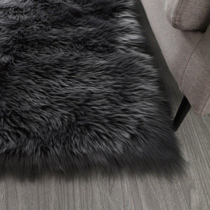 Furnings Cozy Ultra Soft Fluffy Faux Fur Gray Area Rug - 7'L x 5'W